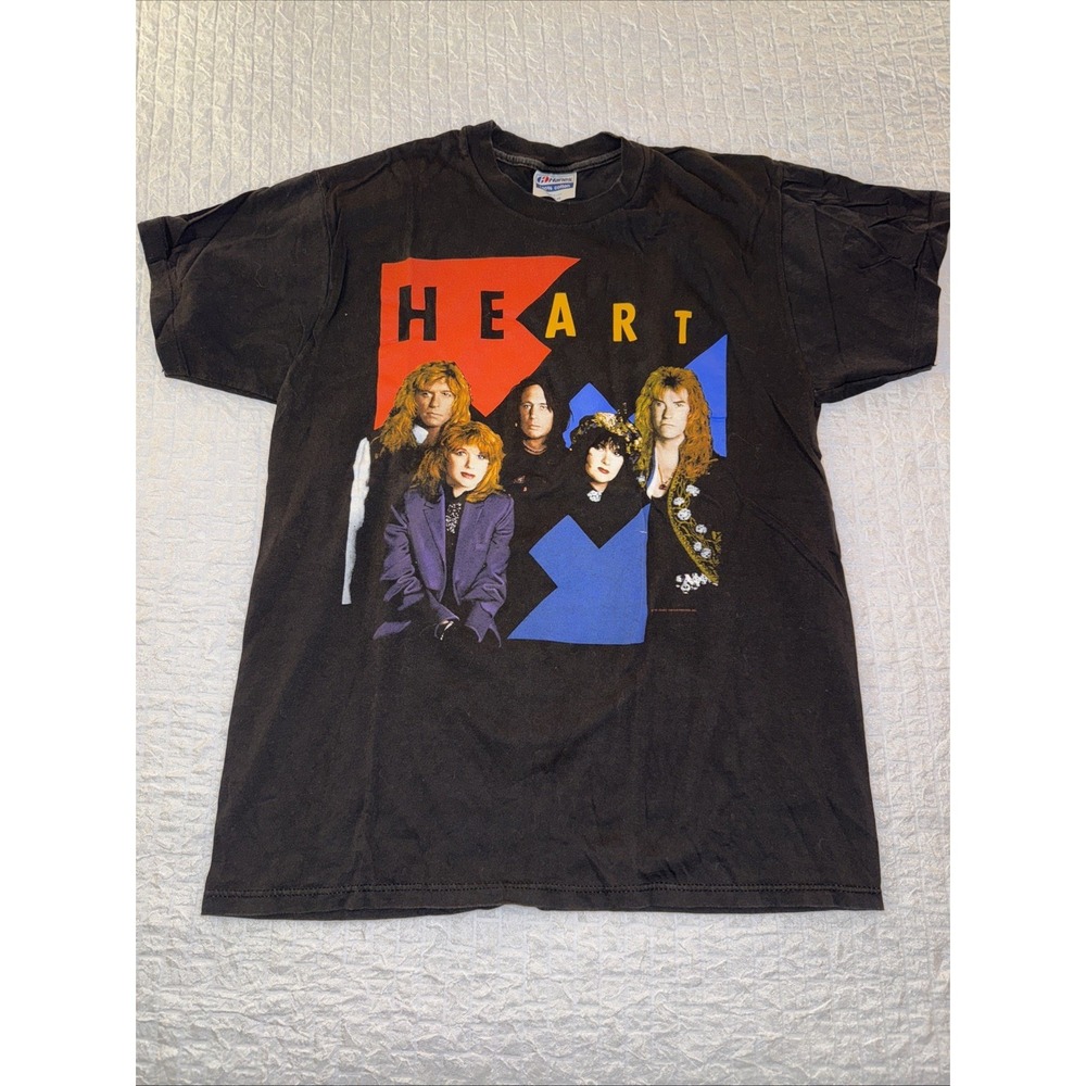 Vintage Heart Band T Shirt Men LG Black 1990 Brigade World Tour Single Stitch
